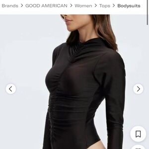 Good American Elegant Black Long Sleeve Bodysuit size 4 VGUC touched
